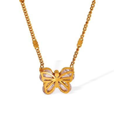 1 Piece Romantic Series Gorgeous Butterfly Shape Stainless Steel Gold Color Lightweight Women's Pendant Necklaces h5 Picture7