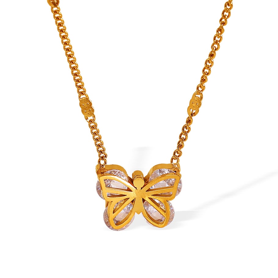 1 Piece Romantic Series Gorgeous Butterfly Shape Stainless Steel Gold Color Lightweight Women's Pendant Necklaces Picture7