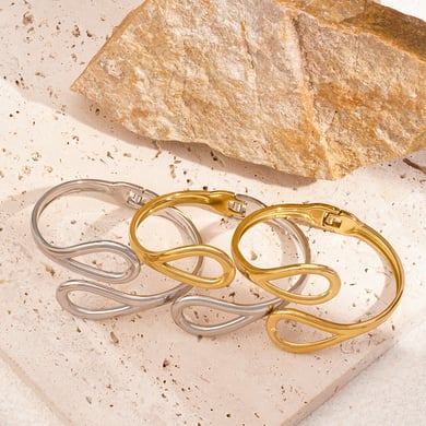 1 Piece Modern Series Classic Droplet Stainless Steel Gold Color Women's Bangles h5 Picture4