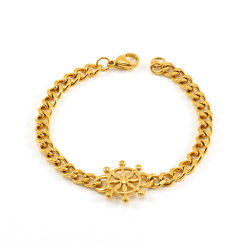 1 Piece Simple Series Classic Stainless Steel 18K Gold Plated Unisex Chain Bracelets Picture6