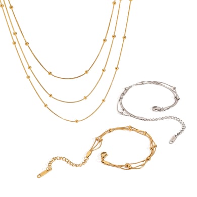 1 Stück Simple Series Tägliche ringförmige Edelstahl-Kettenarmbänder aus vergoldetem Edelstahl für Damen h5 Bild8