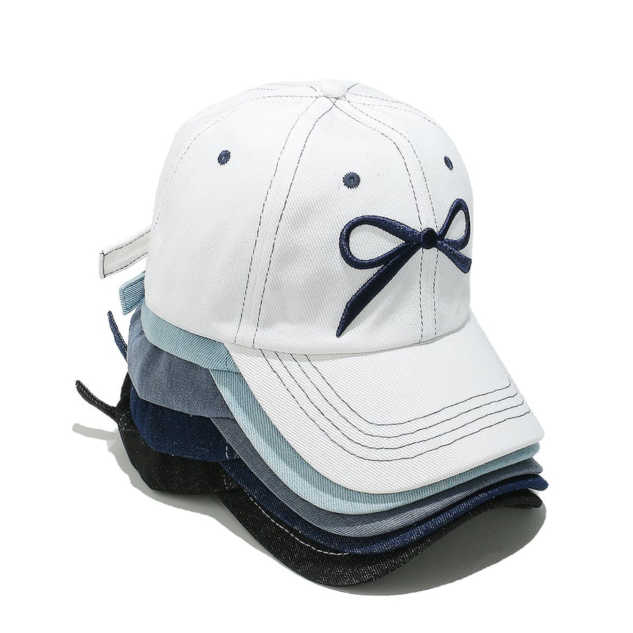 Cappelli da donna in cotone con fiocco casual, serie semplice, 1 pezzo Immagine4