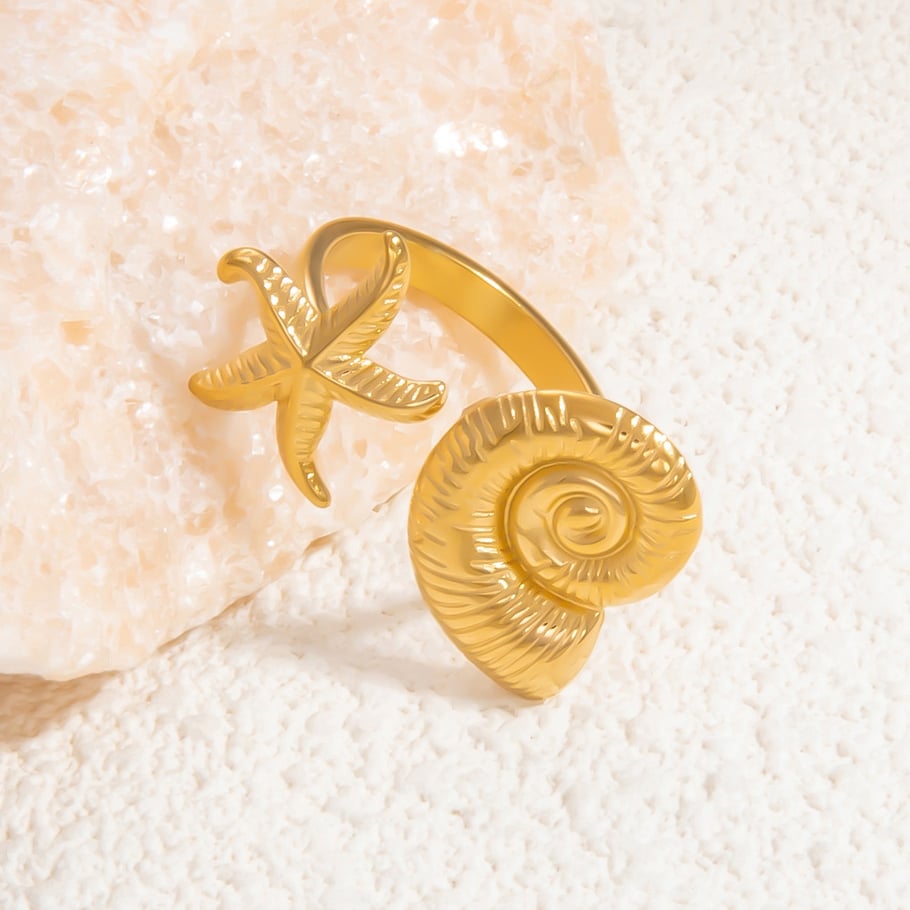 1 Piece Luxurious Series Elegant Eye Shape Nature Stone Stainless Steel Gold Color Women's Adjustable Rings Picture8
