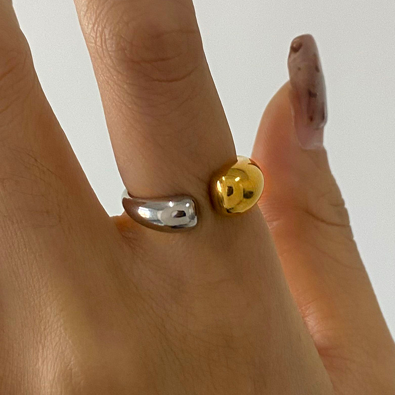 1 Piece Concise Series Mixed Color Stainless Steel Gold &Silever Color Women's Single Rings h5Picture7