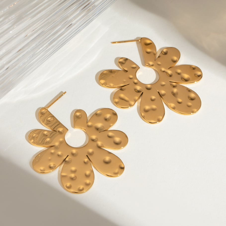 1 paire de boucles d&#39;oreilles pendantes rétro en acier inoxydable plaqué or 18 carats pour femme, série classique Image3