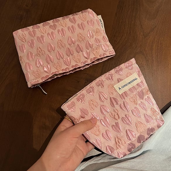 Sac à main en polyester pour femme, série romantique, motif cœur quotidien, 1 pièce 2