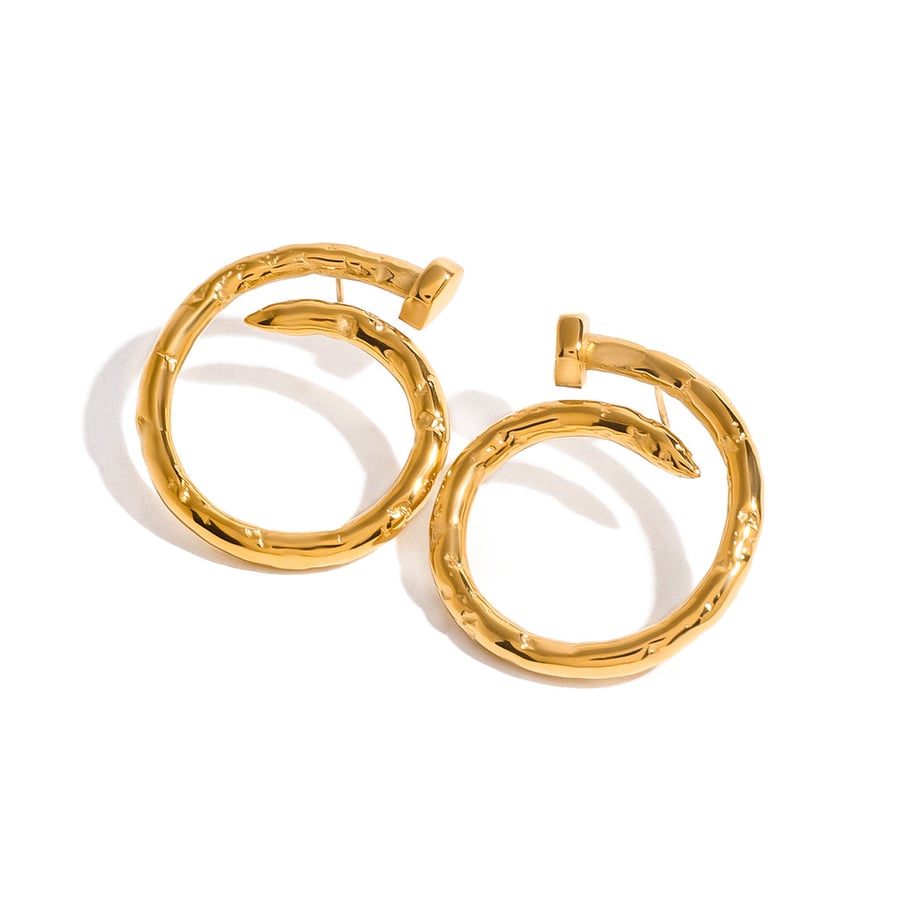 1 Pair Simple Series Simple Geometric Stainless Steel 18K Gold Plated Women Hoop Earrings Picture5