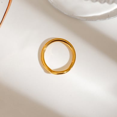 Conjunto de anillos de mujer de acero inoxidable color dorado con diseño de planta de estilo Ins de 1 pieza de lujo h5 Imagen5
