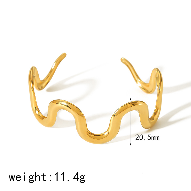 1 Piece Internet celebrity style Geometric 18K Gold Plated Bangles Picture5
