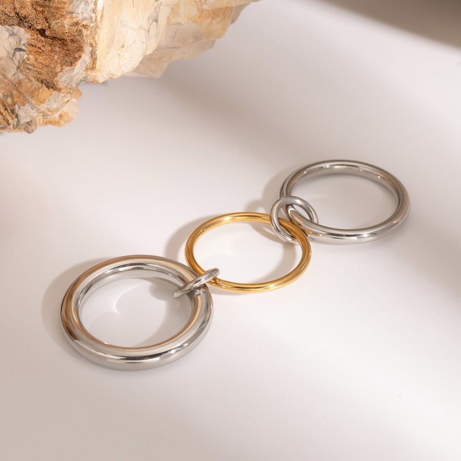 1 Pair Simple Style Solid Color Stainless Steel 18K Gold Plated Women's Single Ring Picture4