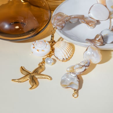 European and American INS Internet celebrity new fashion necklace 18k gold stainless steel whole string shell string starfish pearl pendant necklace h5 Picture4