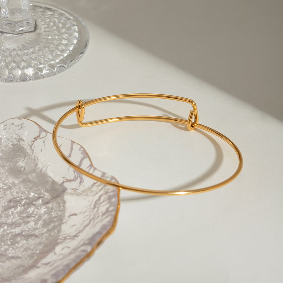 1 Piece Simple Series Classic Geometric Stainless Steel 18K Gold Plated Women Bangles Picture3