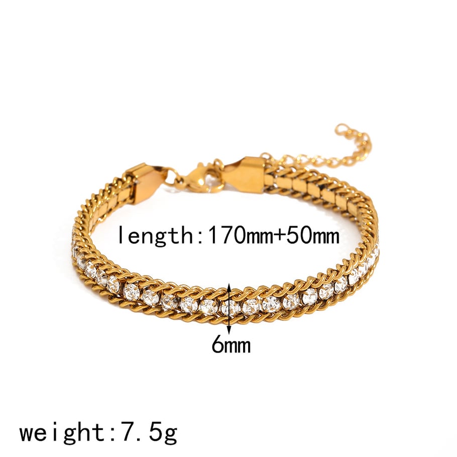 1 Stück Romantische Serie Elegante geometrische 18 Karat vergoldete Kettenarmbänder Bild4