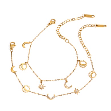 1 Piece Gold Color Stainless Steel Moon & Star Women's Charm Bracelets h5 Picture7
