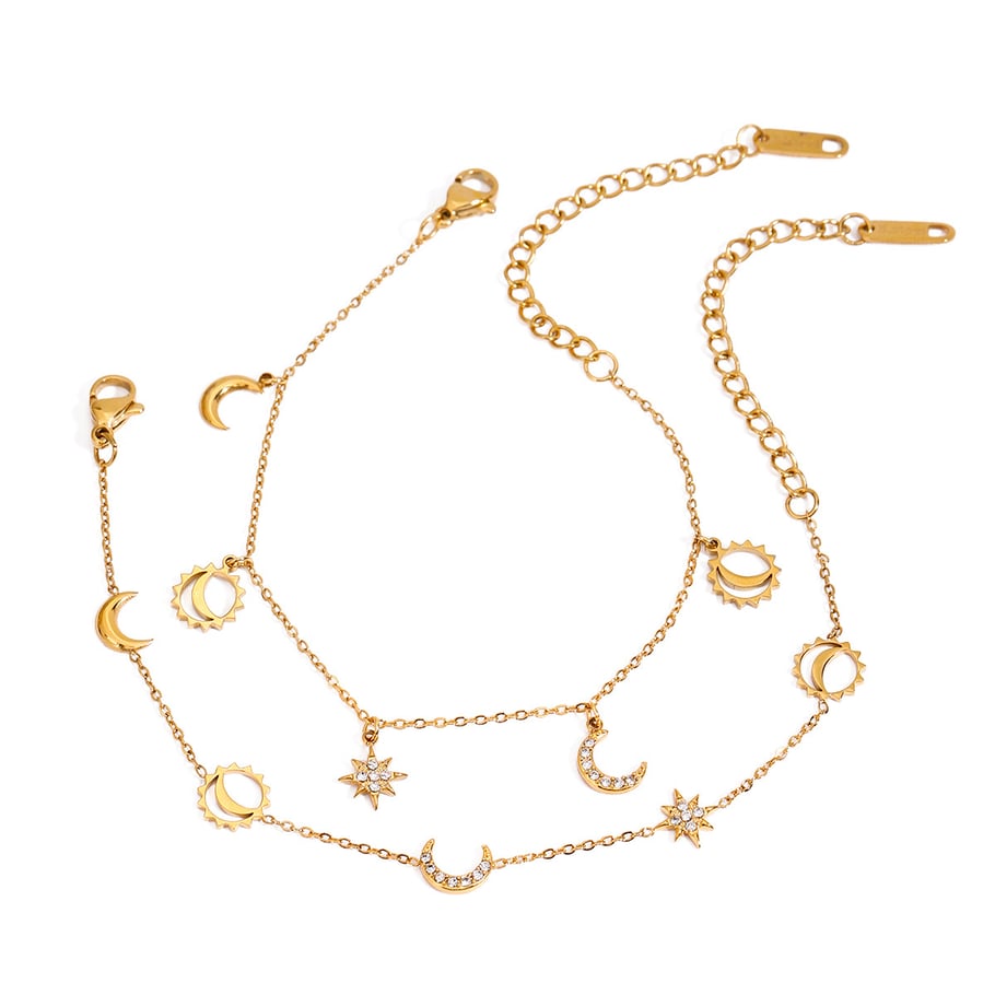 1 Piece Gold Color Stainless Steel Moon & Star Women's Charm Bracelets Picture7