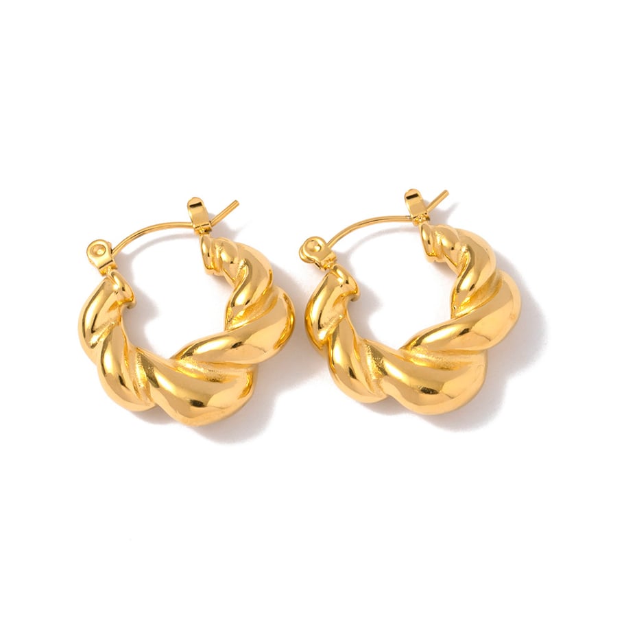 1 Pair Classic Series Europe And America Annular Stainless Steel   Gold Color  Women's Hoop Earrings Picture13