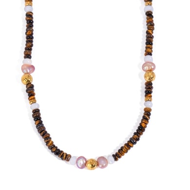 1 Stück Klassische Serie Elegante Perlen Edelstahl 18 Karat vergoldet Naturstein Damen Perlenketten h5 Bild5