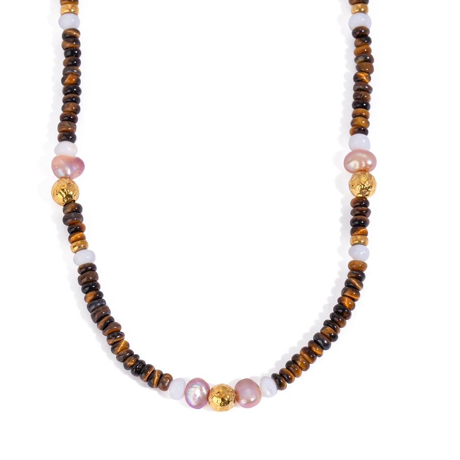 1 Stück Klassische Serie Elegante Perlen Edelstahl 18 Karat vergoldet Naturstein Damen Perlenketten Bild5