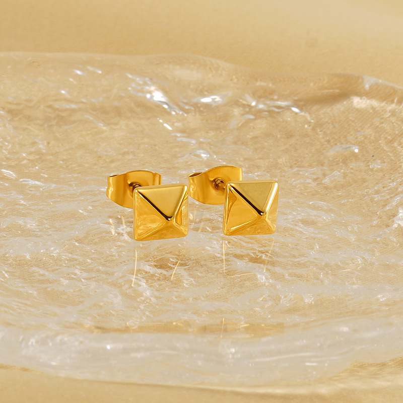 1 Paar Simple Series Simple Titanstahl 18 Karat vergoldete Damen-Ohrstecker Bild5