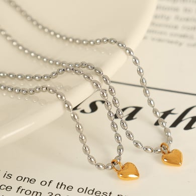 1 Piece Simple Series Simple Heart Stainless Steel 18K Gold Plated Women Pendant Necklaces h5 Picture3