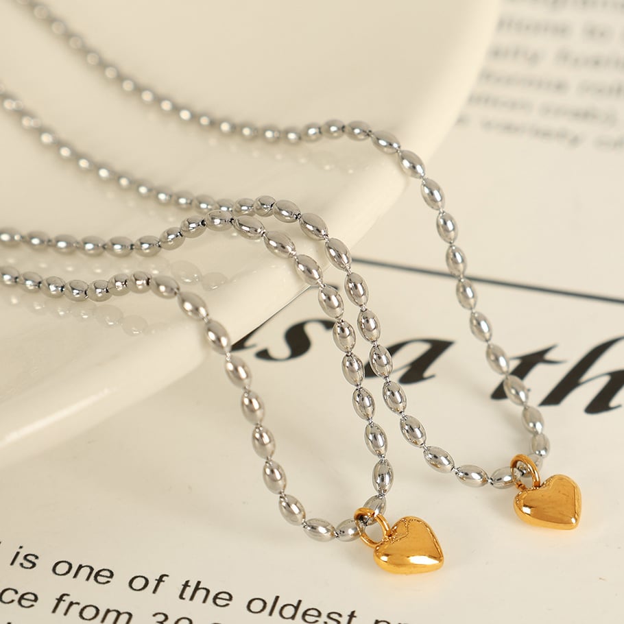 1 Piece Simple Series Simple Heart Stainless Steel 18K Gold Plated Women Pendant Necklaces Picture3