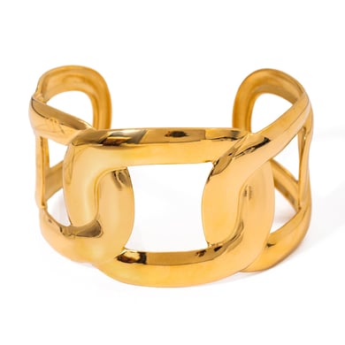 1 Stück Simple Series Casual Solid Color Edelstahl 18 Karat vergoldete Damen Armreifen h5 Bild6