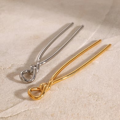 1 Paar Simple Series Daily Twist Edelstahl 18 Karat vergoldete Haarspangen für Damen h5 Bild5