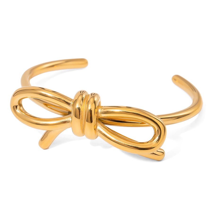 1 Piece Simple Series Sweet Bow Knot Stainless Steel 18K Gold Plated Women Bangles Picture5