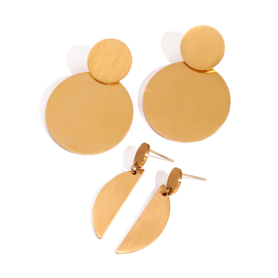 1 Pair Simple Series ins style Geometric Stainless Steel 18K Gold Plated Women Drop Earrings Picture6
