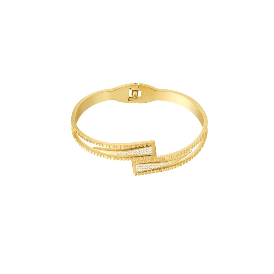 1 Piece Intricate Series Classic Rectangular Stainless Steel Gold Color Women's Bangles Picture4