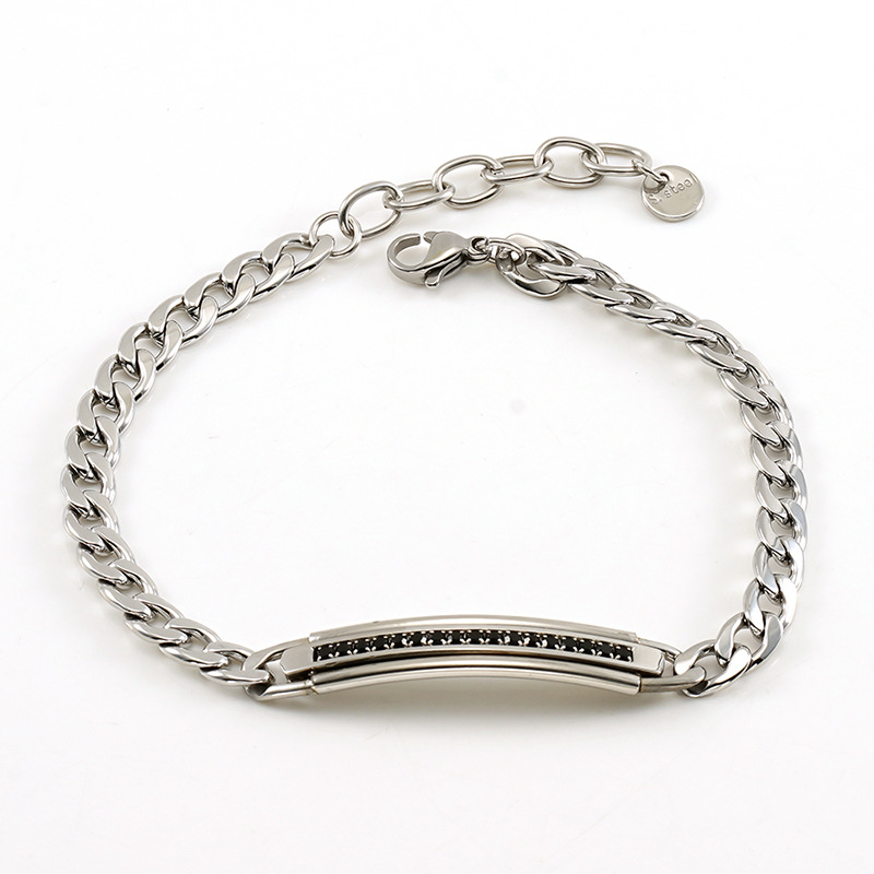 1 Paar grenzüberschreitendes Herrenarmband aus kubanischer Kette aus Titanstahl, trendiges High-End-Nischendesign, NK-Kettenschmuck, Damen-Unisex-Herrenarmband Bild6