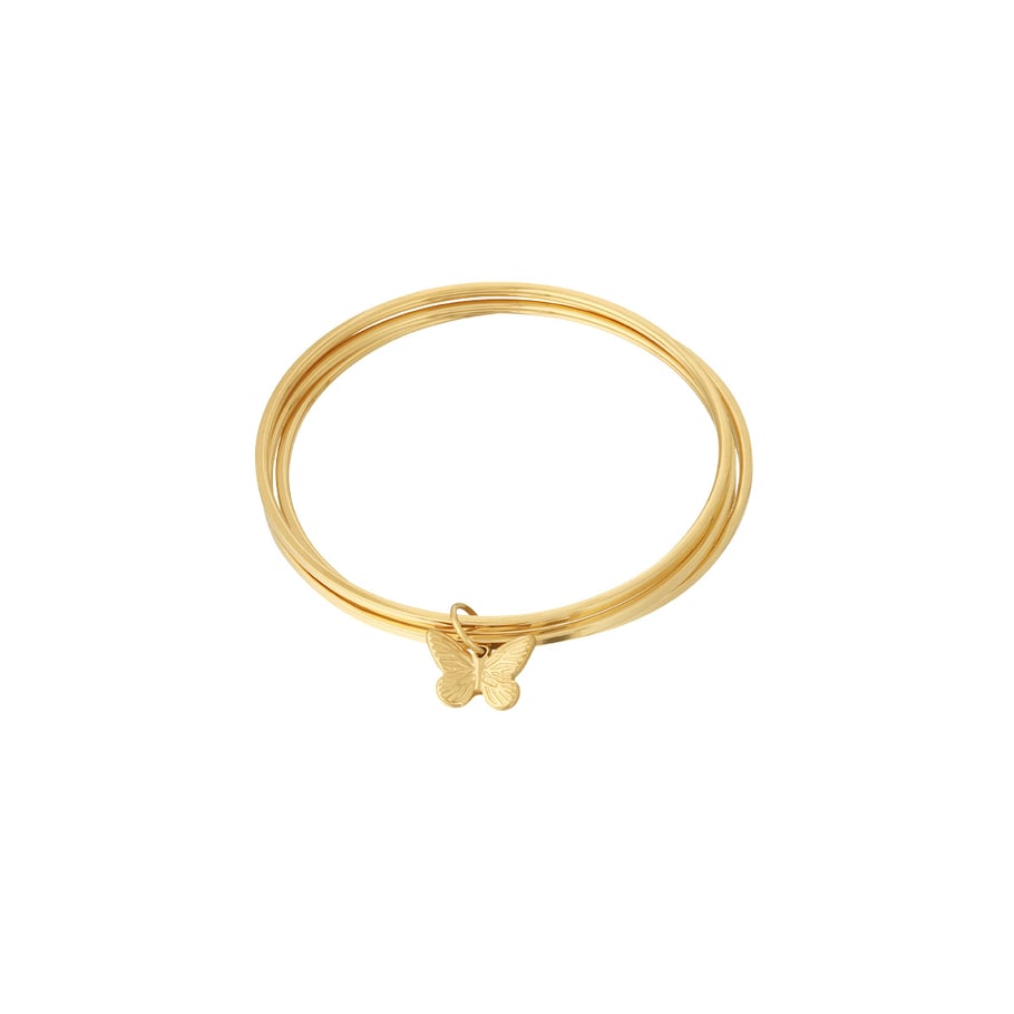 1 Piece Lustrous Series Sweet Butterfly Stainless Steel Gold Color Women's Bangles Picture7