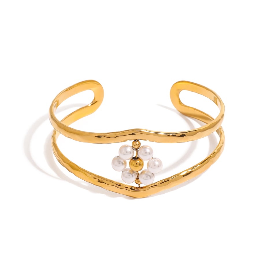 1 Piece Simple Series Elegant Flower Stainless Steel 18K Gold Plated Women Bangles Picture5