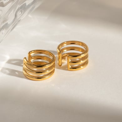 1 Paar Simple Series Simple Ringförmige Ohrringe aus Edelstahl mit 18 Karat Vergoldung für Damen h5 Bild5