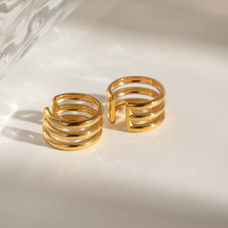 1 Paar Simple Series Simple Ringförmige Ohrringe aus Edelstahl mit 18 Karat Vergoldung für Damen Bild5