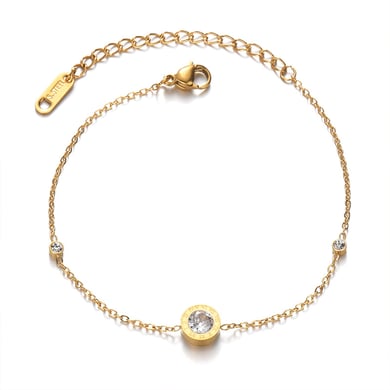 Bracelet à breloques unisexe en acier inoxydable plaqué or 18 carats, série simple, style décontracté et géométrique h5 Image5