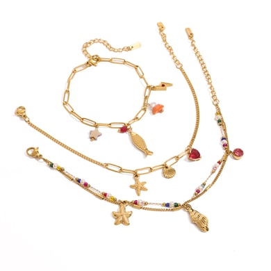 1 Piece Simple Series Vacation Turtle Stainless Steel 18K Gold Plated Natural Stone Women Pendant necklaces h5 Picture5
