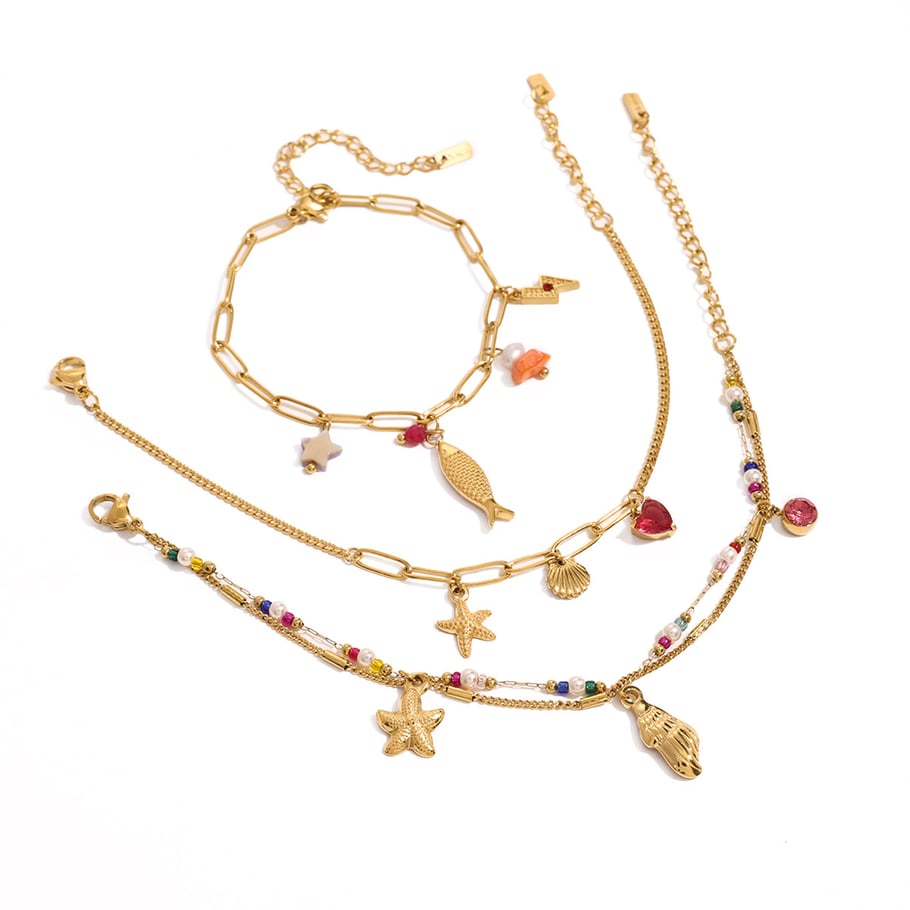 1 Piece Simple Series Vacation Turtle Stainless Steel 18K Gold Plated Natural Stone Women Pendant necklaces Picture5
