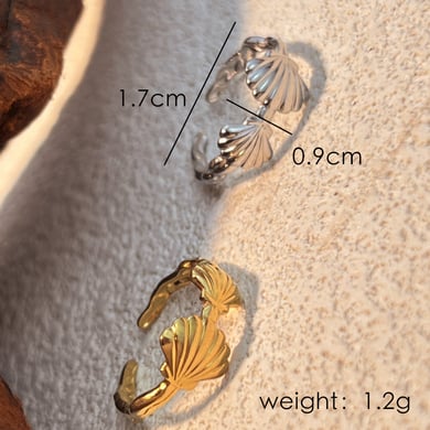 1 Piece Romantic Series Charming Seashell Lightweight Stainless Steel Gold Color Women's Adjustable Rings h5 Picture6