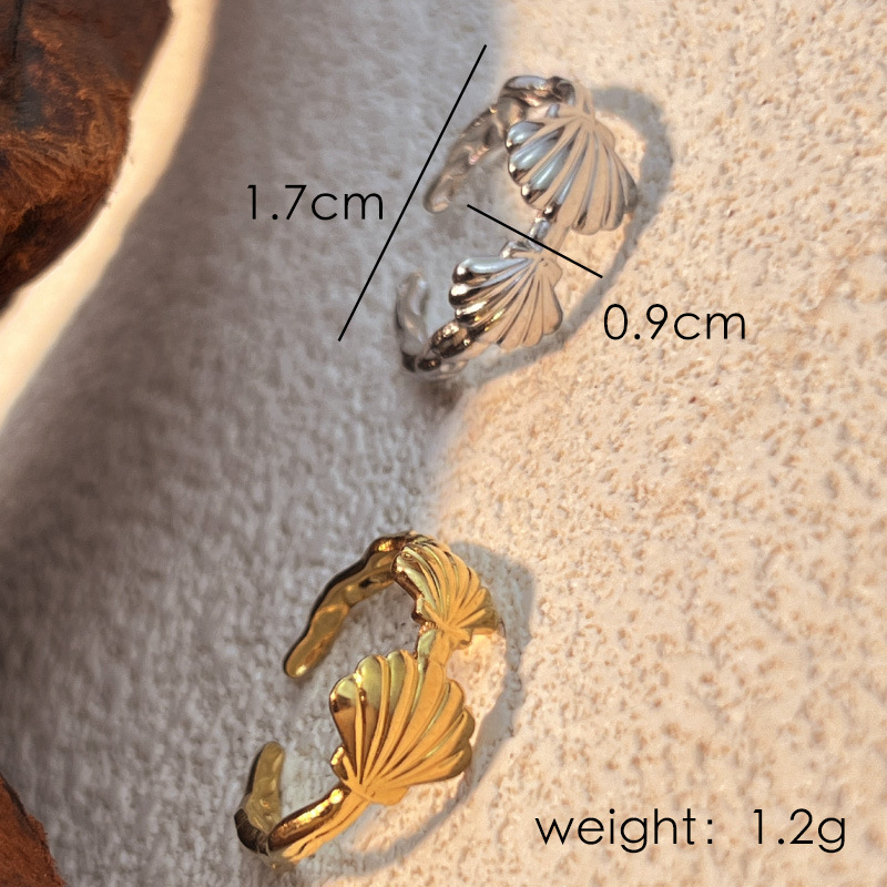 1 Piece Romantic Series Charming Seashell Lightweight Stainless Steel Gold Color Women's Adjustable Rings h5Picture6