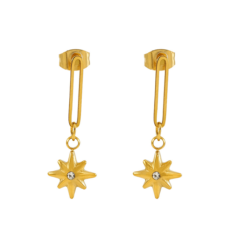 1 Paar Simple Series Klassische Ohrstecker aus Edelstahl mit 18 Karat vergoldetem Zirkonia für Damen Bild6