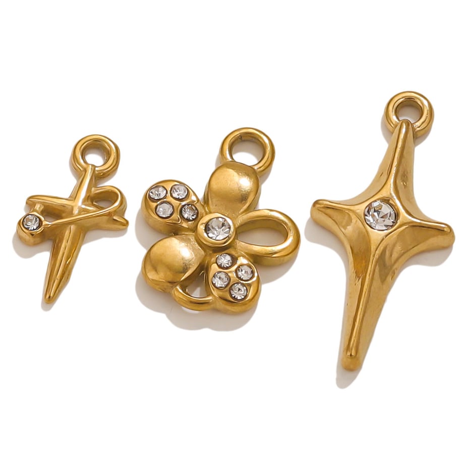 1 Paar Simple Series Klassische Herz Edelstahl 18K vergoldet Strass Damen Anhänger Bild4