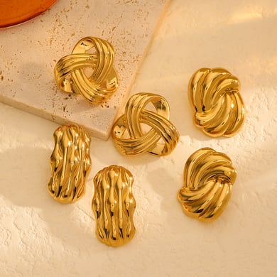 1 Paar geometrische Retro-Ohrstecker der Simple Series, 18 Karat vergoldet h5 Bild3