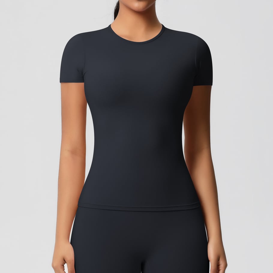 1 Piece Solid Color Skinny Athletic Cycling Yoga T-Shirt Women’s Sport Clothins Picture7