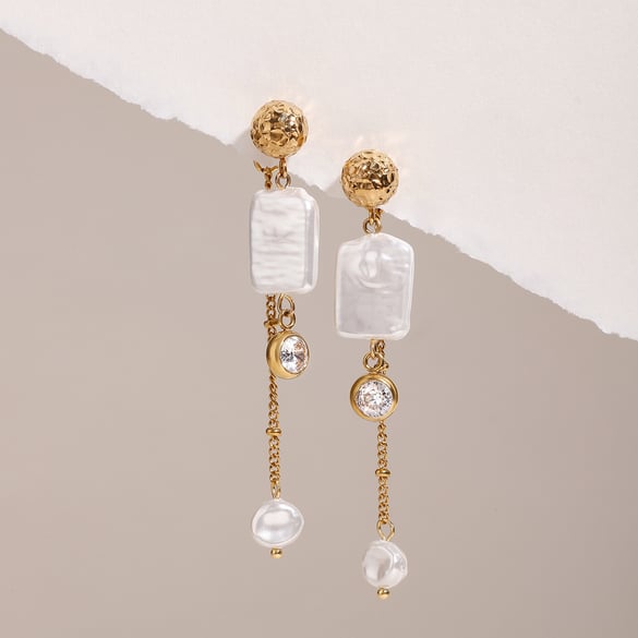 1 Pair Stylish Series Exquisite Dangled Tassels Stainless Steel Gold Color Women's Drop Earrings