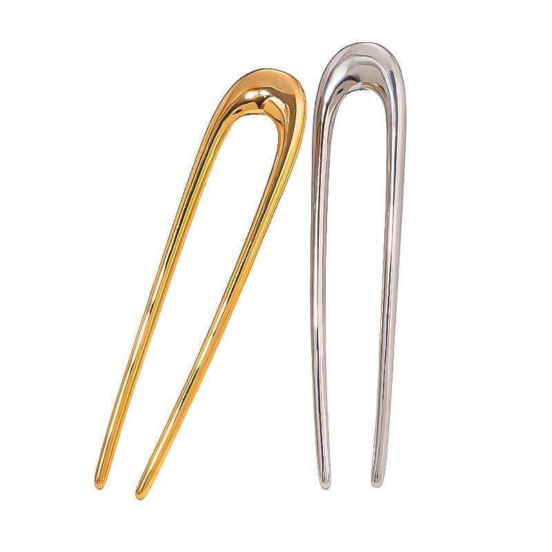 1 Pair Simple Series Casual Geometric Stainless Steel 18K Gold Plated Women Hair Clips Picture6