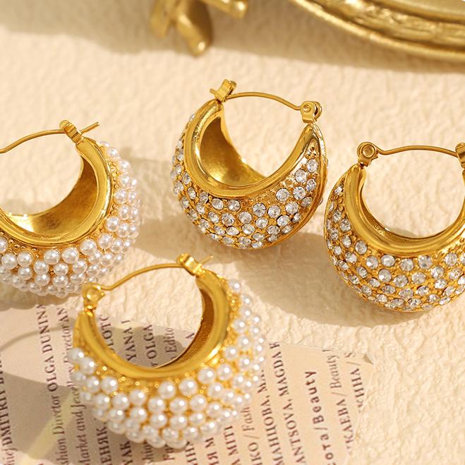 1 Pair Luxurious Series Classic Geometric Titanium Steel   Gold Color  Women's Hoop Earrings Picture7