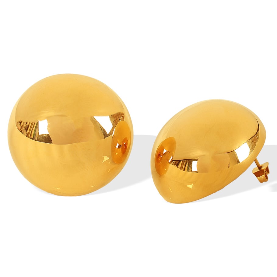 1 Pair Simple Series Simple Solid Color Stainless Steel 18K Gold Plated Women Stud Earrings Picture5