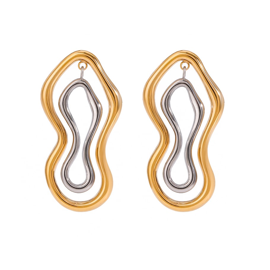 1 Pair Simple Series Simple Annular Stainless Steel 18K Gold Plated Women Stud Earrings Picture6
