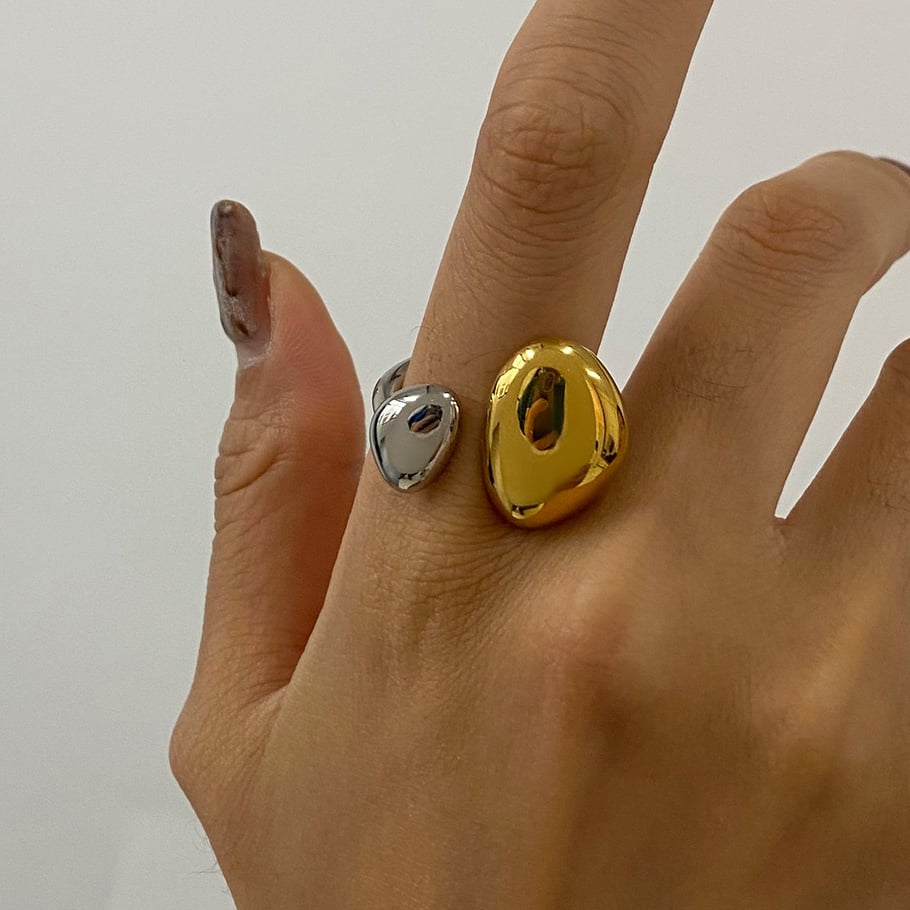 1 Pair Minimalist Series Drop Annular Shape Stainless Steel Gold and Silver Color Women's Single Rings Picture5